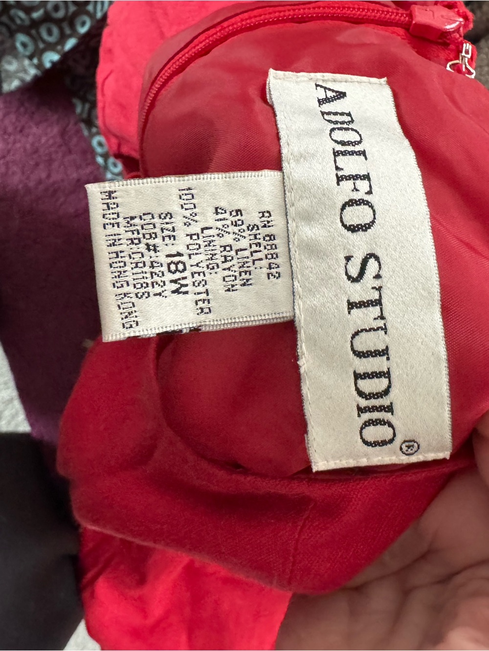 Adolfo Linen Red Short Sleeve Shift Dress - Picture 3 of 3